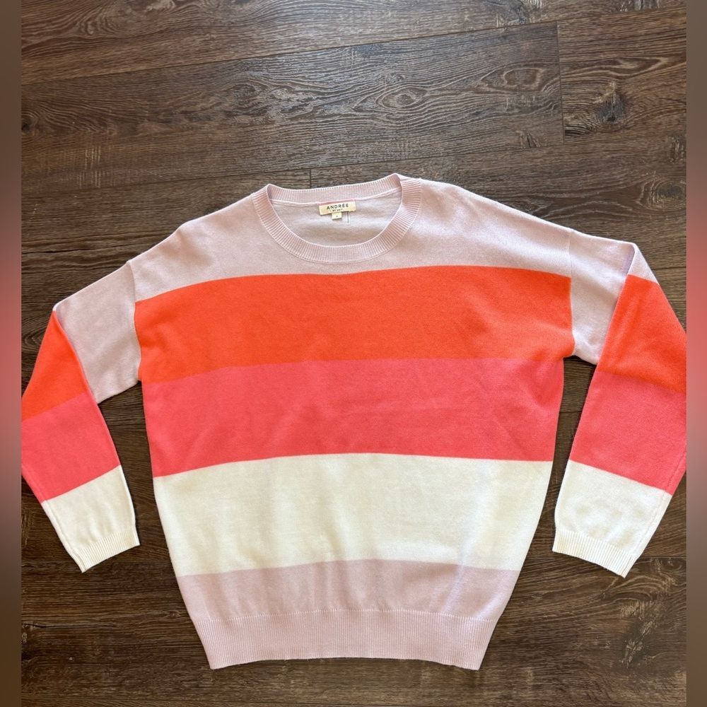 Andree by Unit Small Colorblock Striped Lightweight colorful sweater